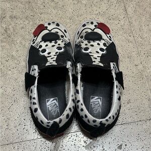 Vans Black and White Dalmatian Slip-Ons